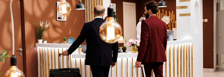 Intimate hotel bar scene